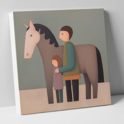 Standing Together horse & rider canvas wall art