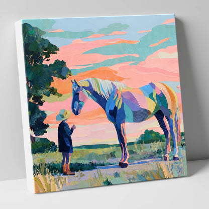 Vivid Connection horse & rider canvas wall art