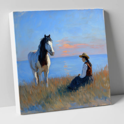 The Coastal Companion horse & rider canvas wall art