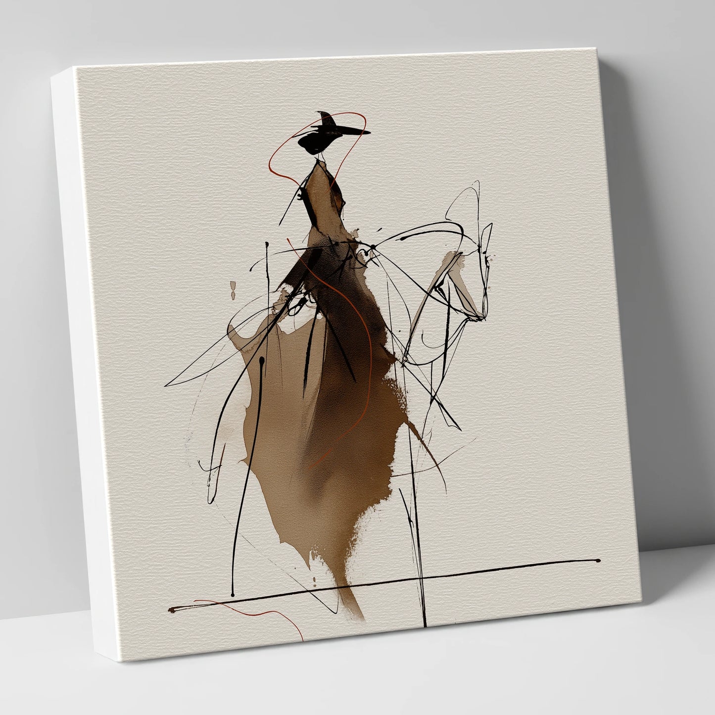 Elegant Sepia Rider horse & rider canvas wall art