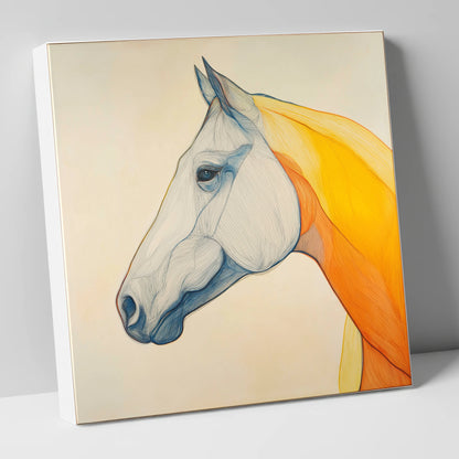Flowing Amber Contours horse portrait canvas wall art