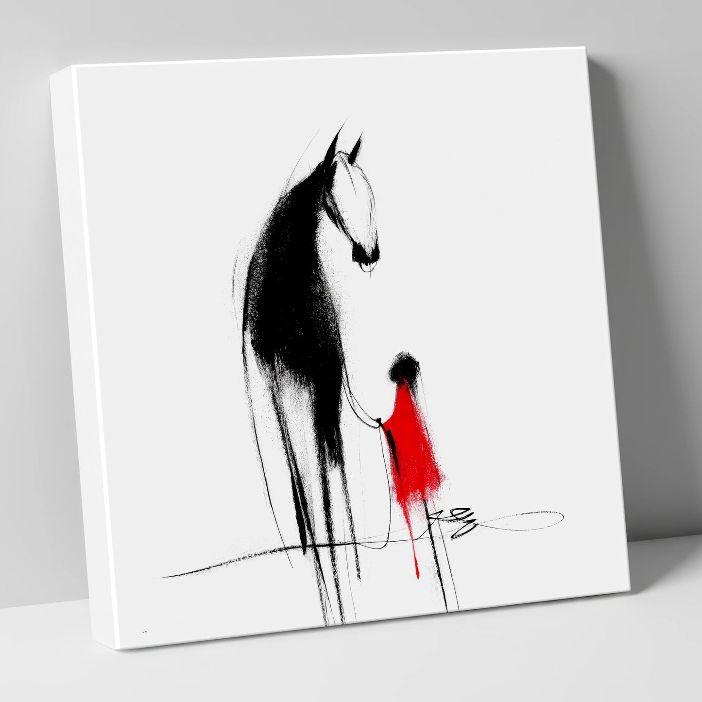 Crimson Connection horse & rider canvas wall art