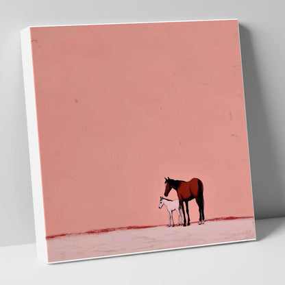Dusty Rose Bond mare & foal canvas wall art