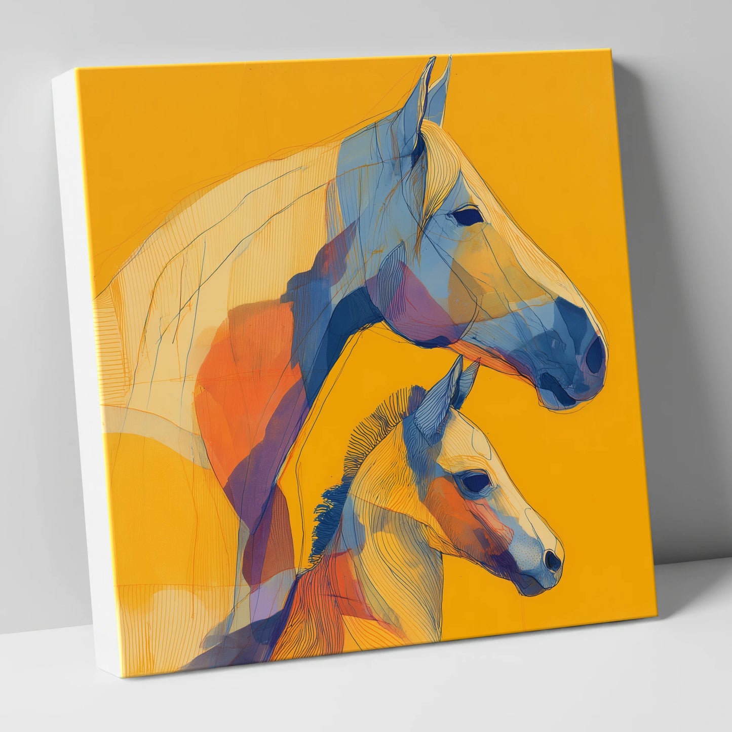 Golden Lineage mare & foal canvas wall art