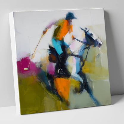 Midfield Momentum polo horse canvas wall art