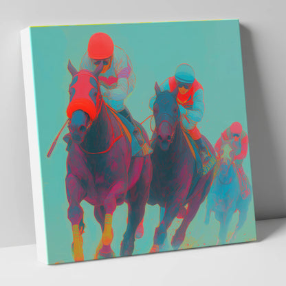 Electric Homestretch racing horse canvas wall art