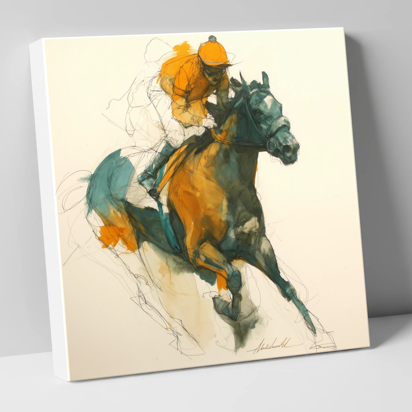 Amber Surge racing horse canvas wall art