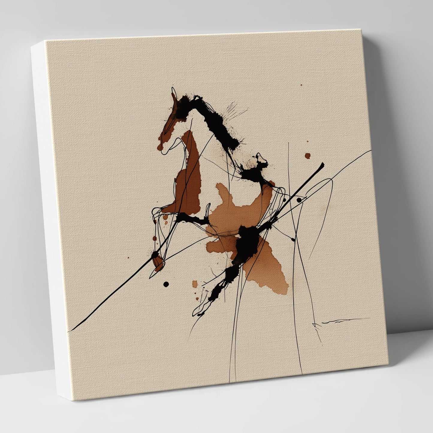 Abstract Rearing Stallion horse portrait canvas wall art