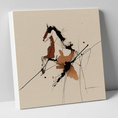 Abstract Rearing Stallion horse portrait canvas wall art