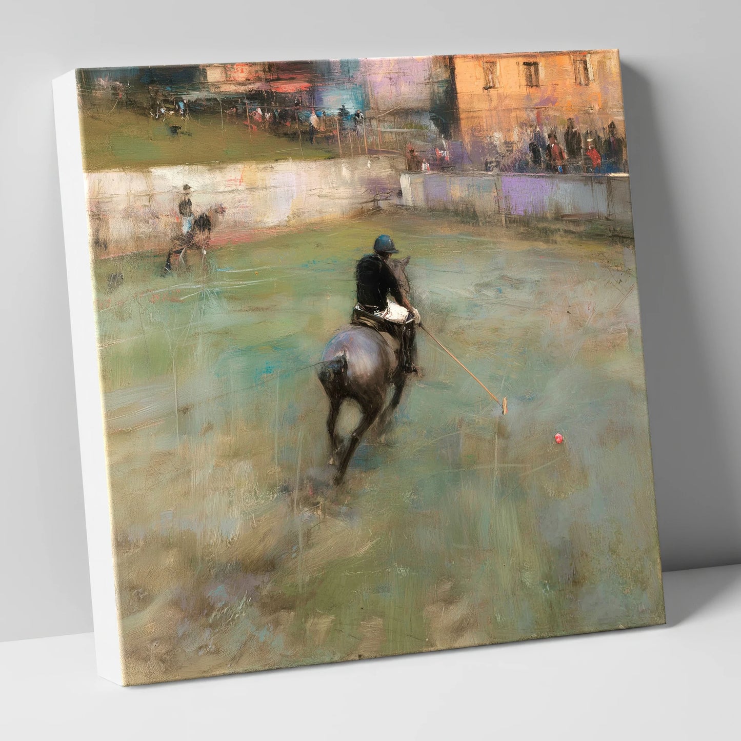The Breakaway Drive polo horse canvas wall art