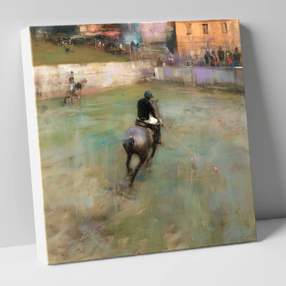 The Breakaway Drive polo horse canvas wall art