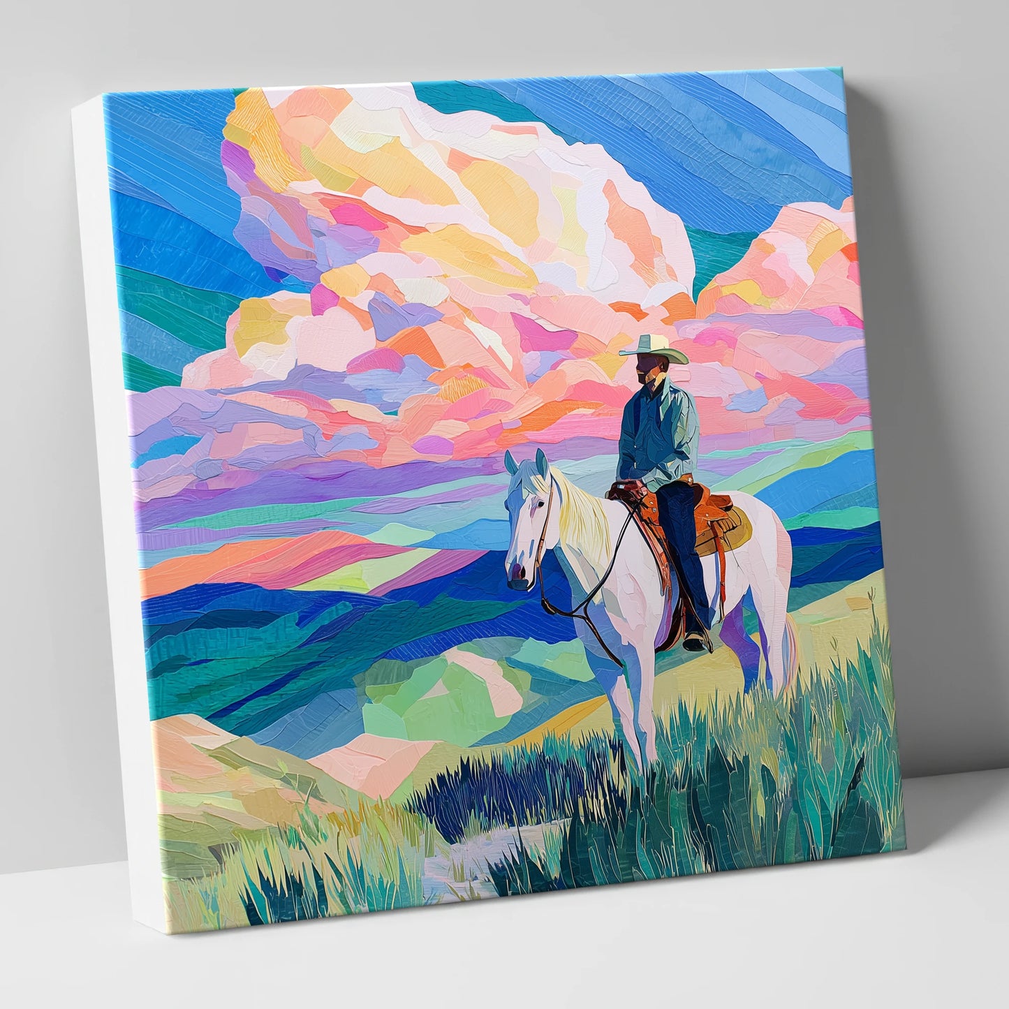 Painted Prairie Rider western horse canvas wall art