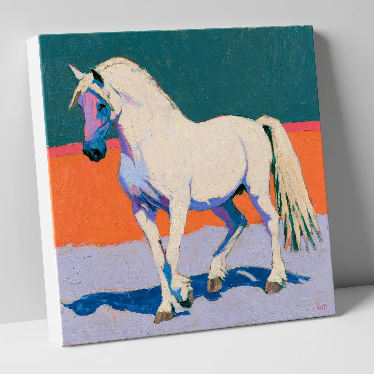 White Horse in Vivid Colours horse breed canvas wall art