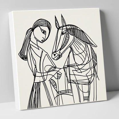 Lines of Connection horse & rider canvas wall art