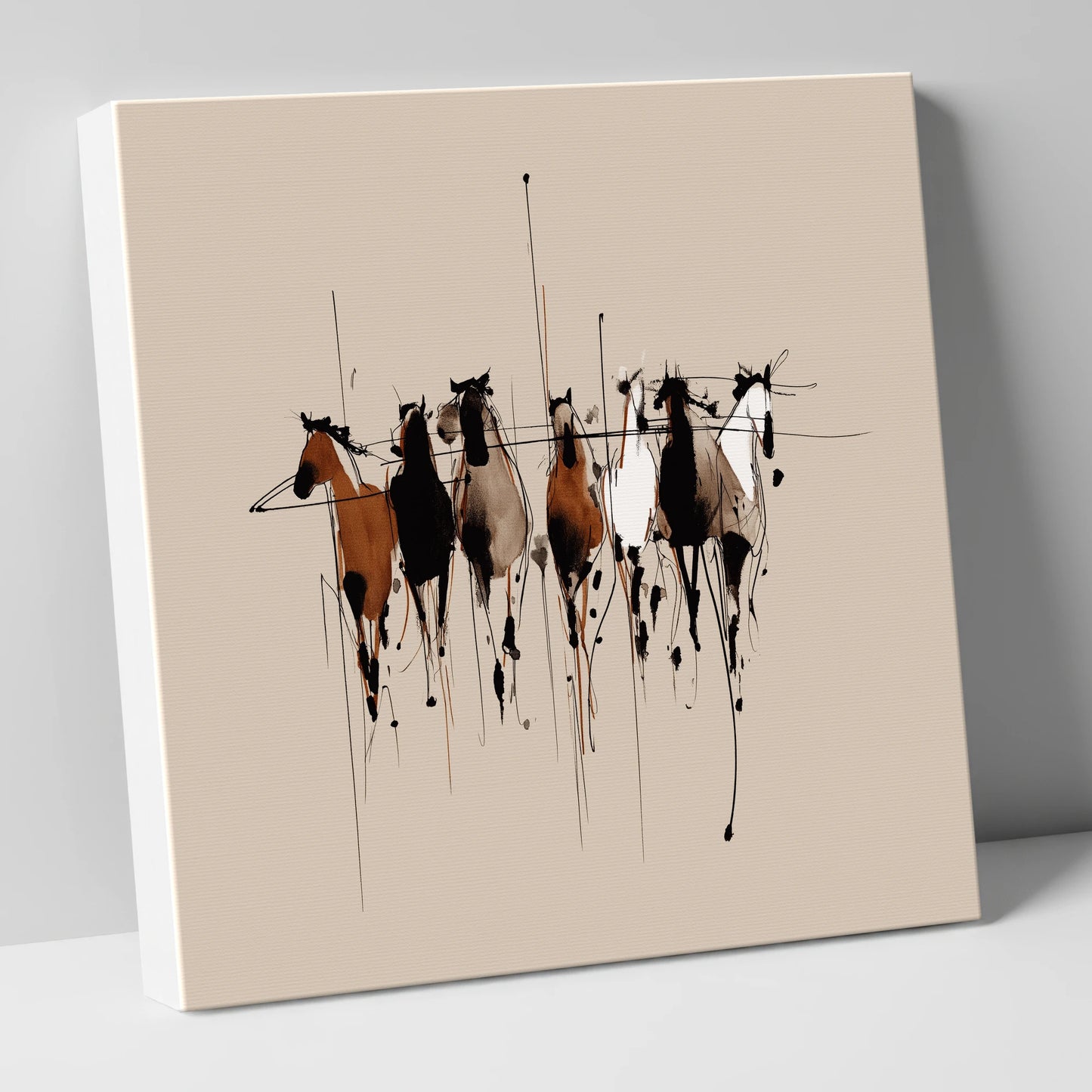 The Fluid Herd wild horses canvas wall art