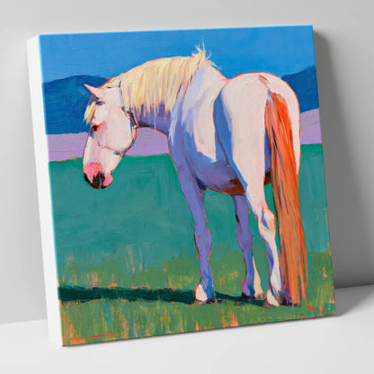 White Horse in Vibrant Light horse breed canvas wall art