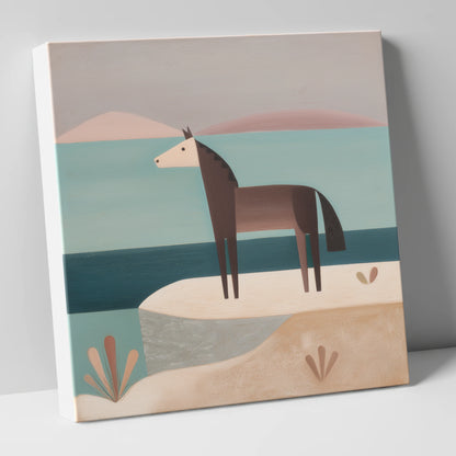 Coastal Solitude horse landscape canvas wall art