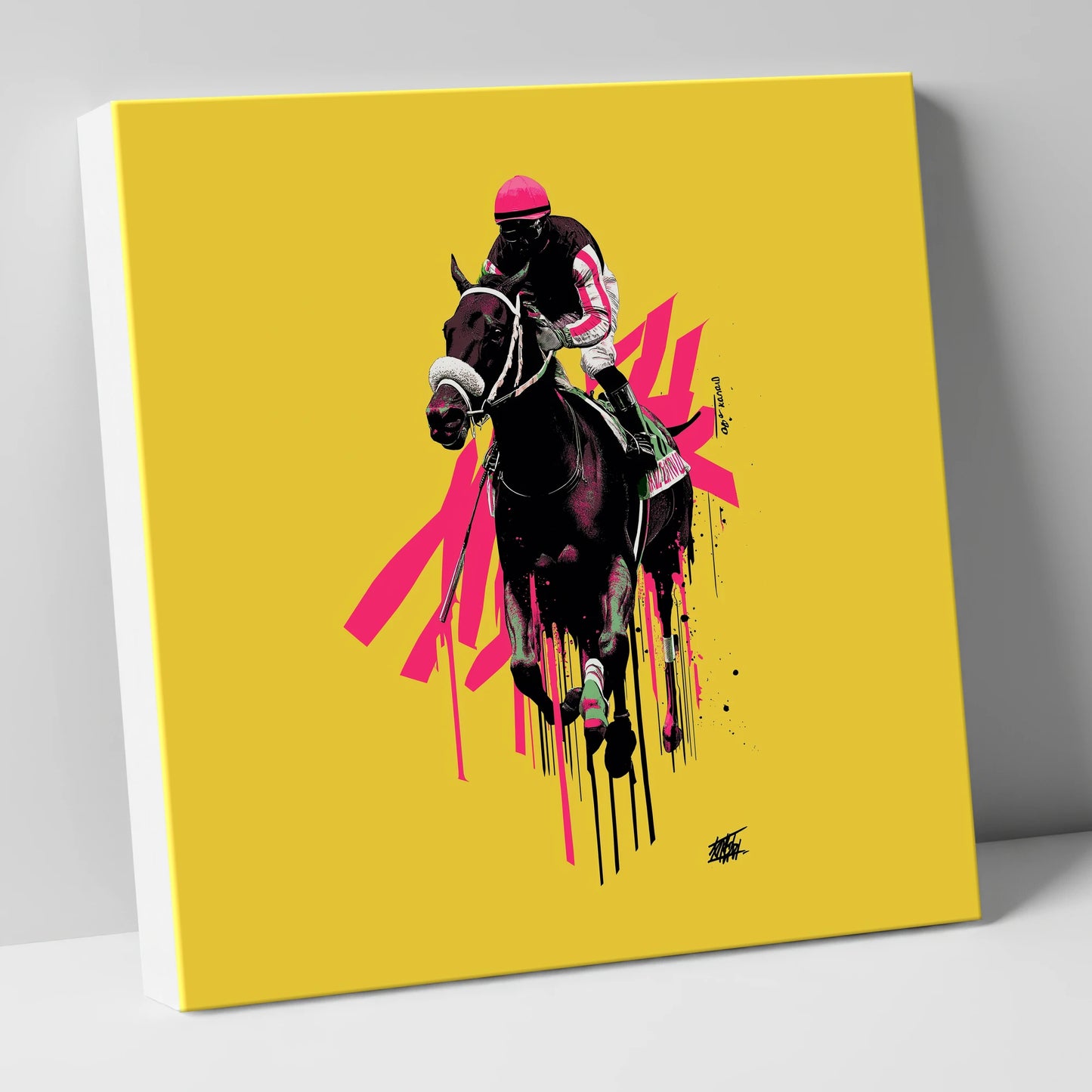 Neon Gallop racing horse canvas wall art