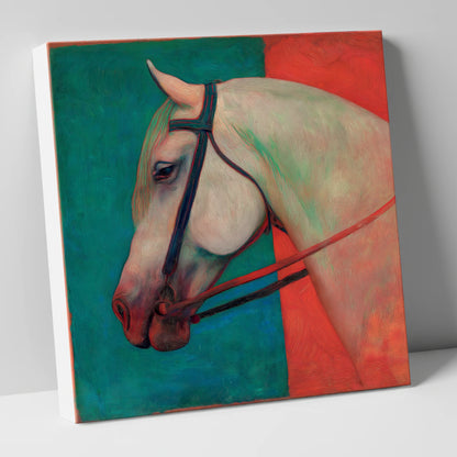 Crimson and Emerald Profile horse breed canvas wall art