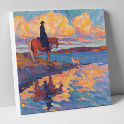 Evening Tide Halt beach horse canvas wall art