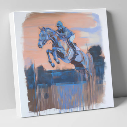 Cobalt Clearance show jumping horse canvas wall art