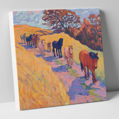 Homeward Bound Herd horse landscape canvas wall art
