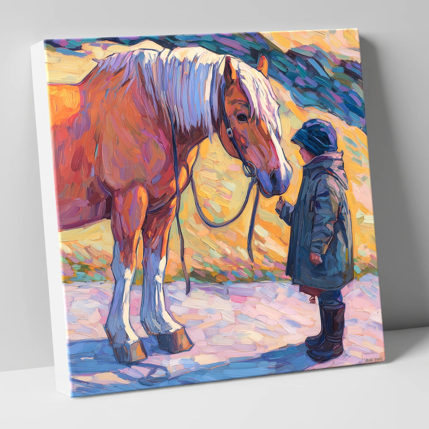 A Gentle Exchange horse & rider canvas wall art