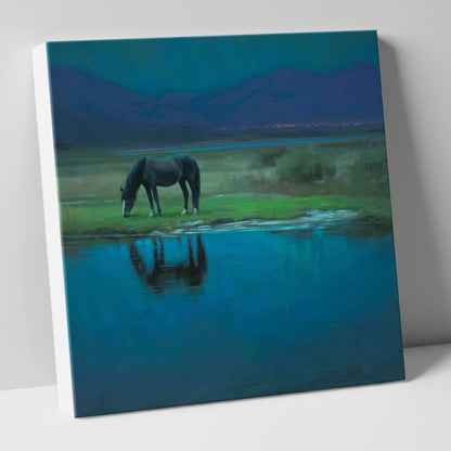Midnight Reflection horse landscape canvas wall art