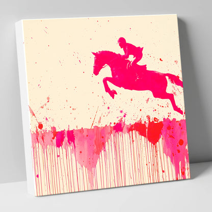 Magenta Flight show jumping horse canvas wall art