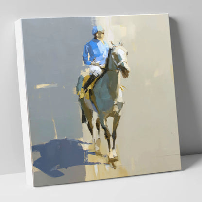 Blue Silks and Shadows racing horse canvas wall art
