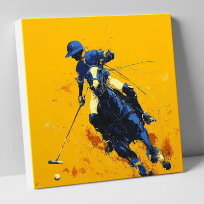 Indigo Chukka Strike polo horse canvas wall art