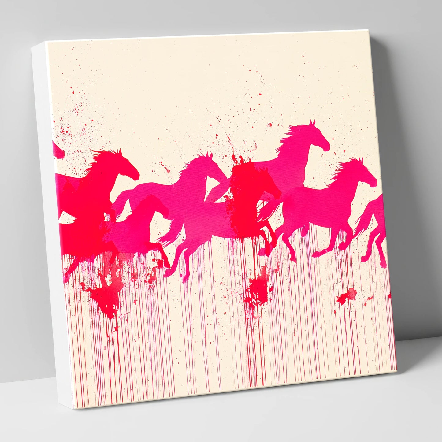 Vivid Magenta Herd wild horses canvas wall art