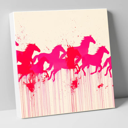 Vivid Magenta Herd wild horses canvas wall art