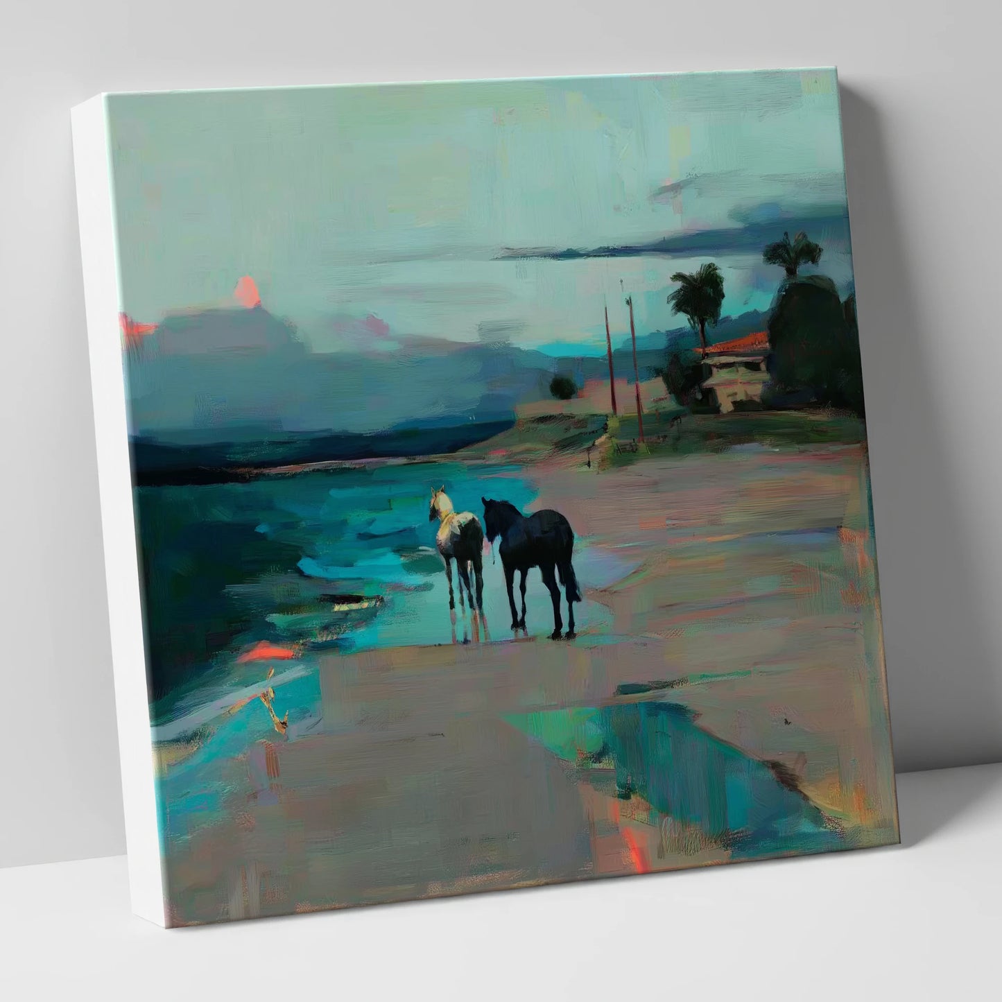 Dusk on the Shoreline horse landscape canvas wall art