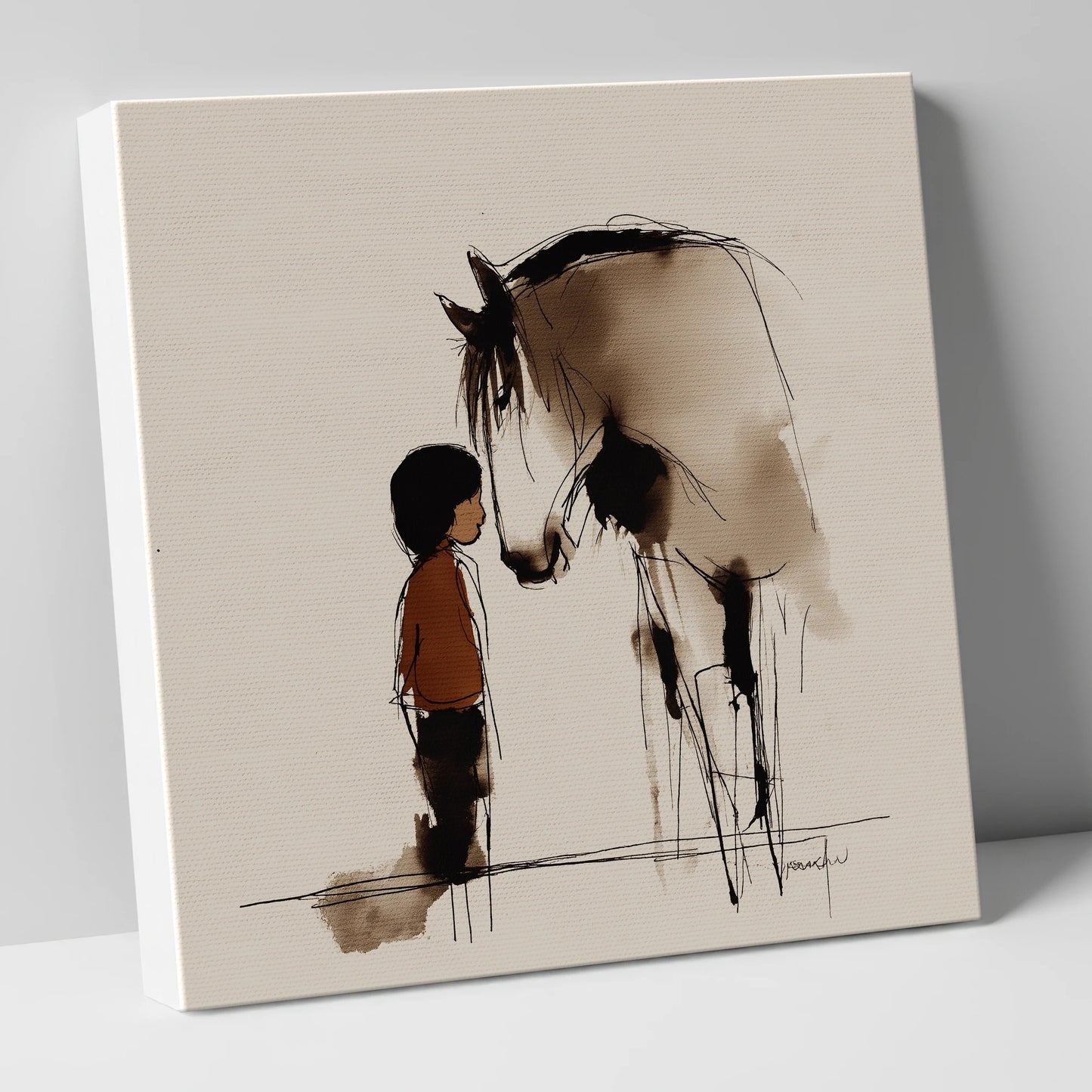 A Quiet Connection horse & rider canvas wall art
