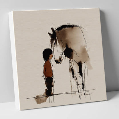 A Quiet Connection horse & rider canvas wall art