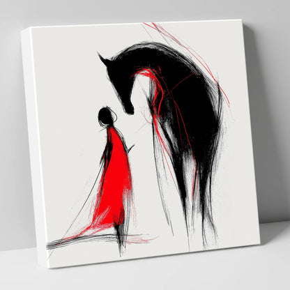 Crimson Bond horse & rider canvas wall art