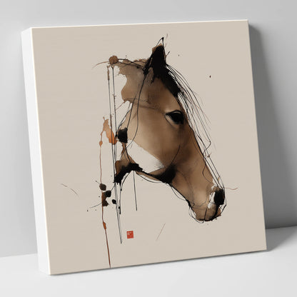 Dynamic Sepia Equine Profile horse portrait canvas wall art