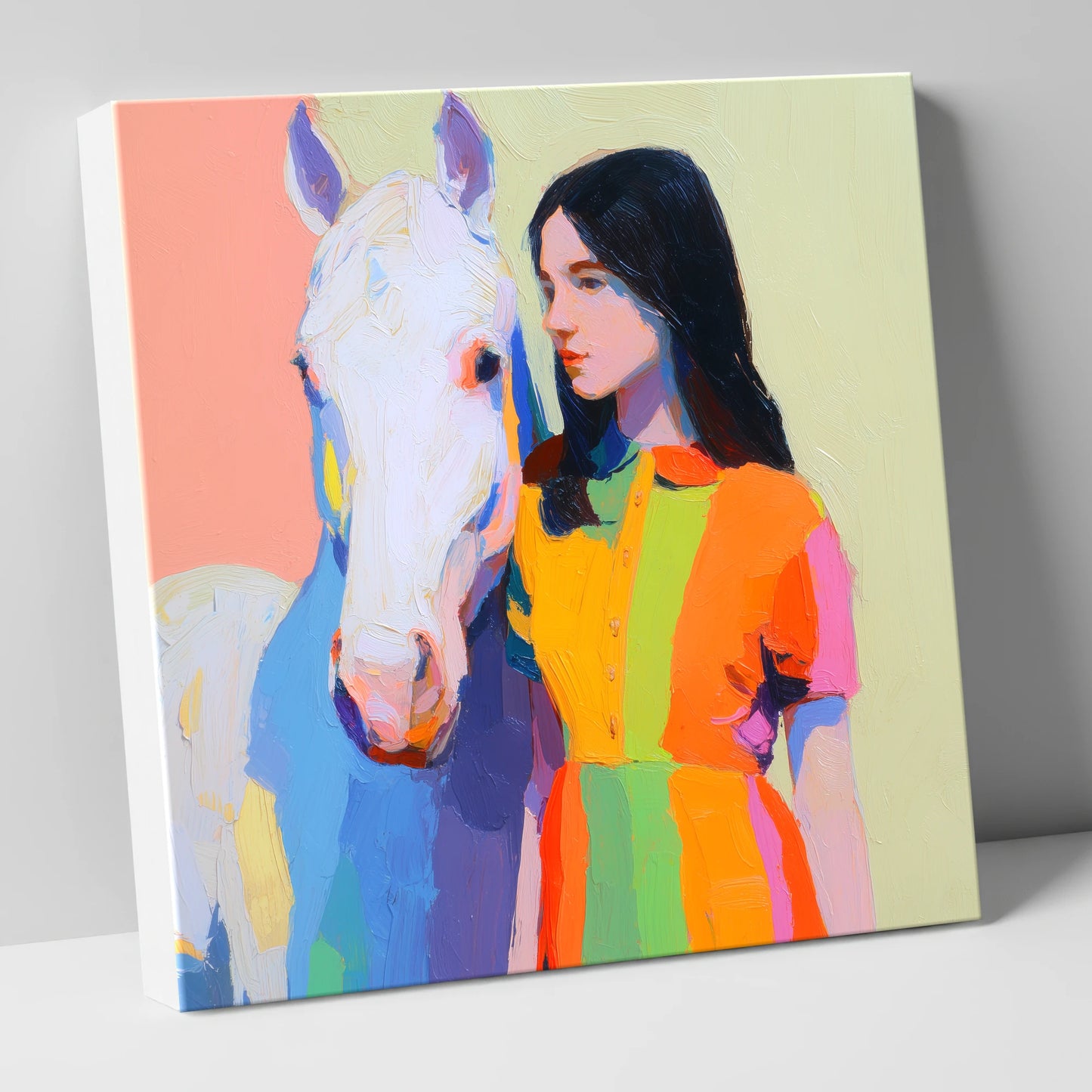Vibrant Harmony horse & rider canvas wall art