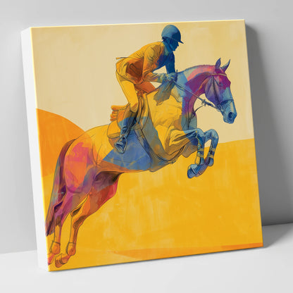 Flight Over Gold show jumping horse canvas wall art