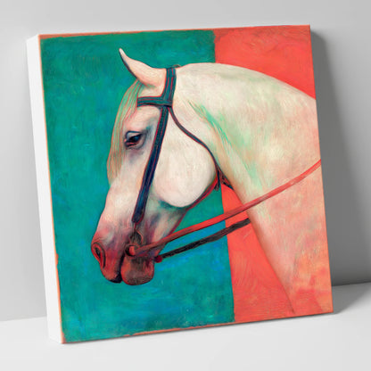 Crimson and Emerald Profile horse breed canvas wall art