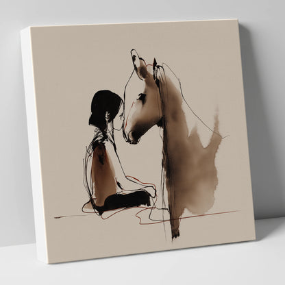 The Shared Breath horse & rider canvas wall art