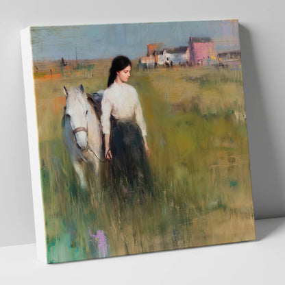A Quiet Bond horse & rider canvas wall art
