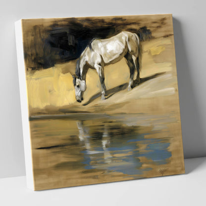 Quiet Waters Reflection horse landscape canvas wall art