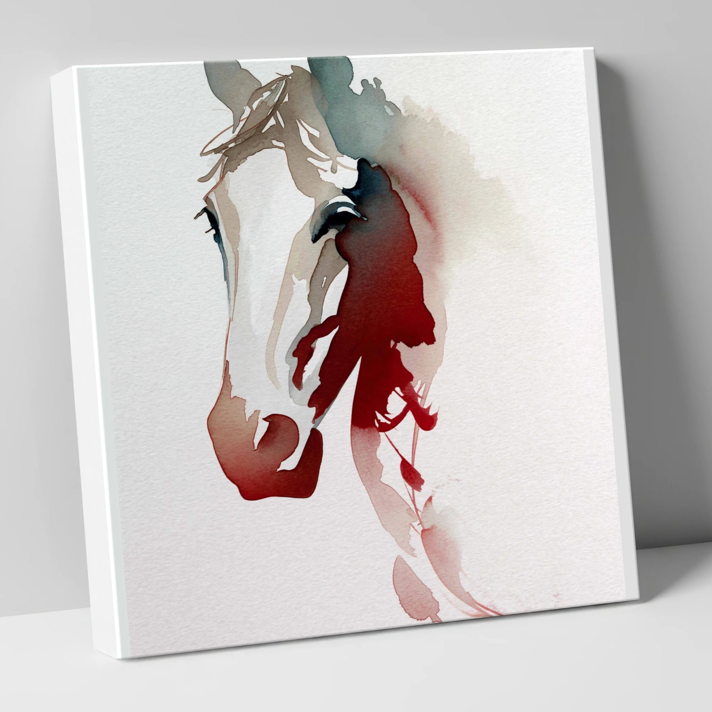 Ethereal Crimson Profile horse portrait canvas wall art