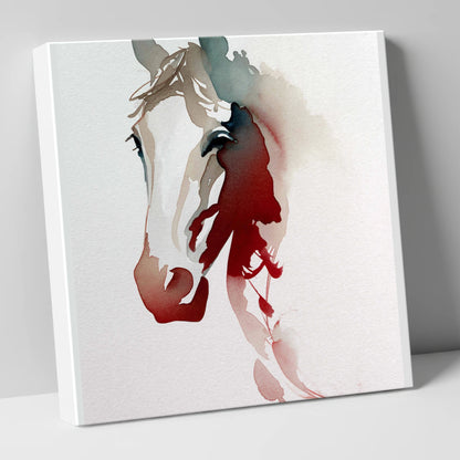 Ethereal Crimson Profile horse portrait canvas wall art