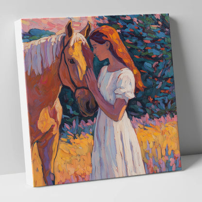 A Quiet Connection horse & rider canvas wall art