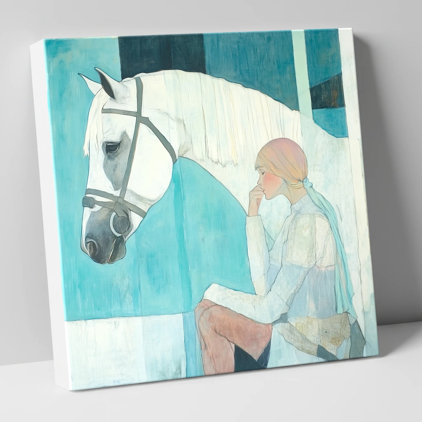 Quiet Contemplation horse & rider canvas wall art