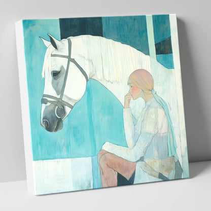 Quiet Contemplation horse & rider canvas wall art