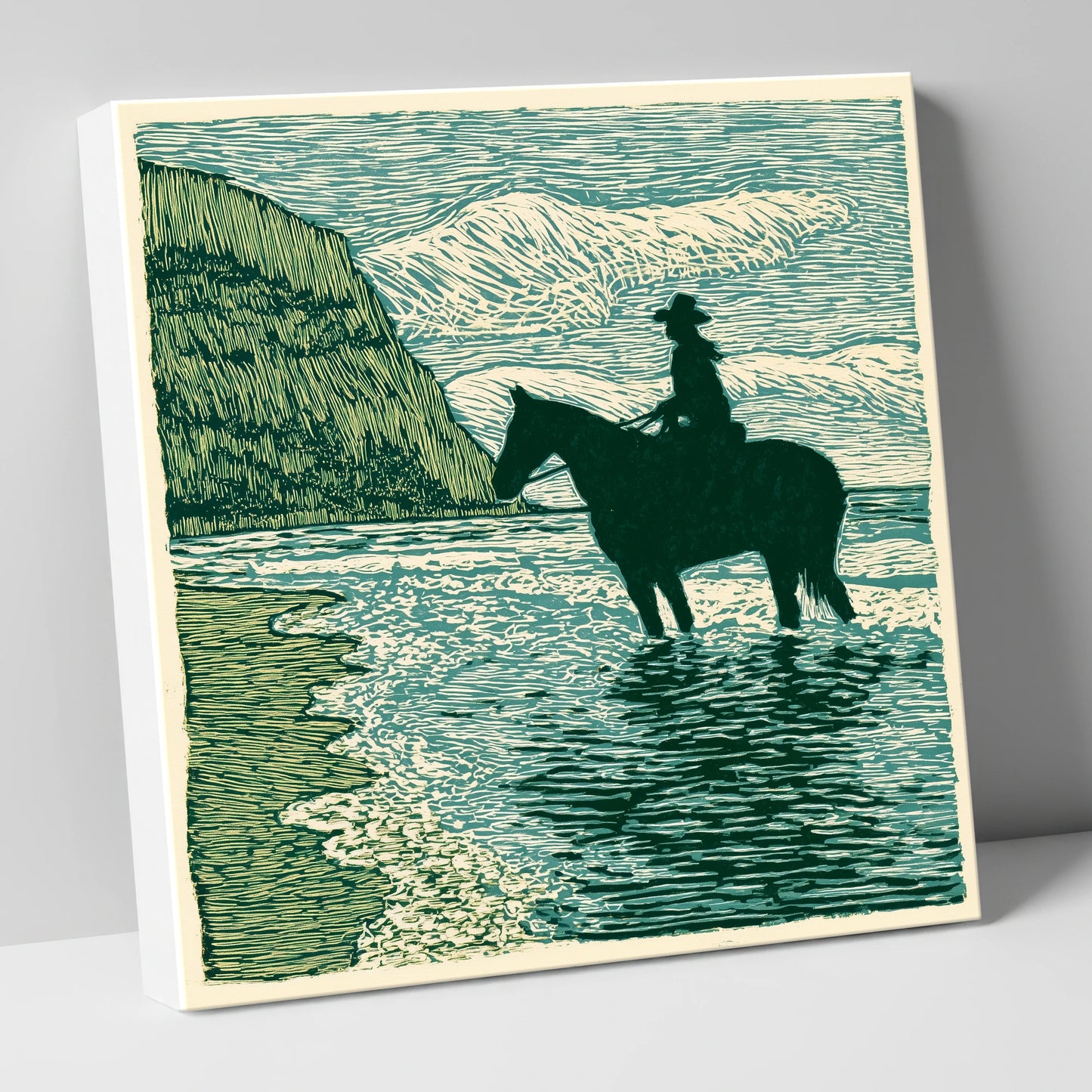 Edge of the Tide beach horse canvas wall art